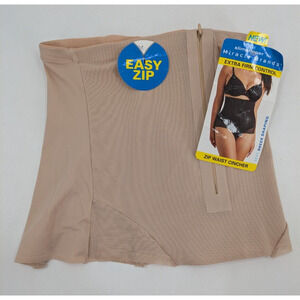 SlimShaper by Miracle Brands Women's Sheer Shaping Waist Cincher Zipper Nude L